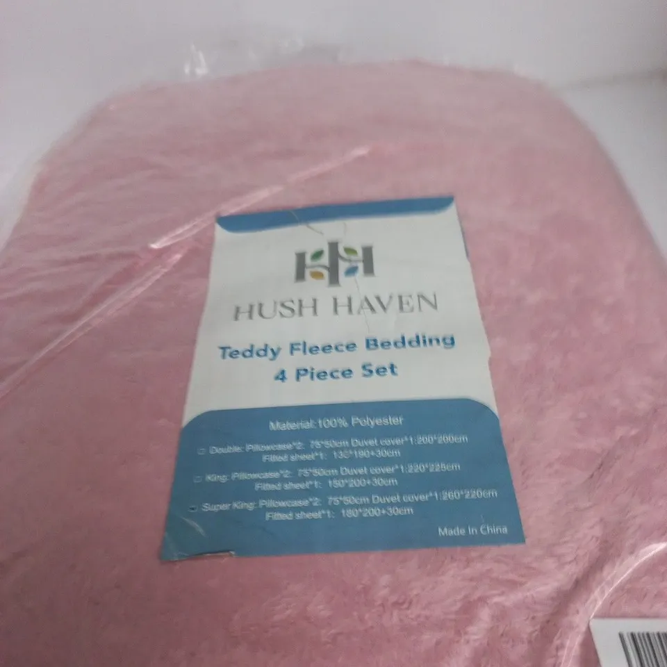 HUSH HAVEN TEDDY FLEECE BEDDING 4 PIECE SET – PINK