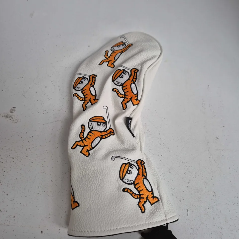 MALBON GOLF HEADCOVER – TIGER PRINT, WHITE