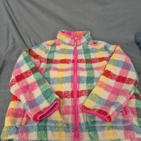 BODEN WOMEN'S FLEECE JACKET – PASTEL CHECK, UK 18 (US 14)
