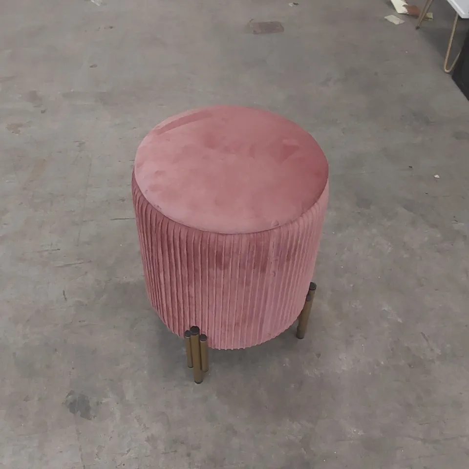 ESME PLEATED VELVET STORAGE STOOL FEATURING
