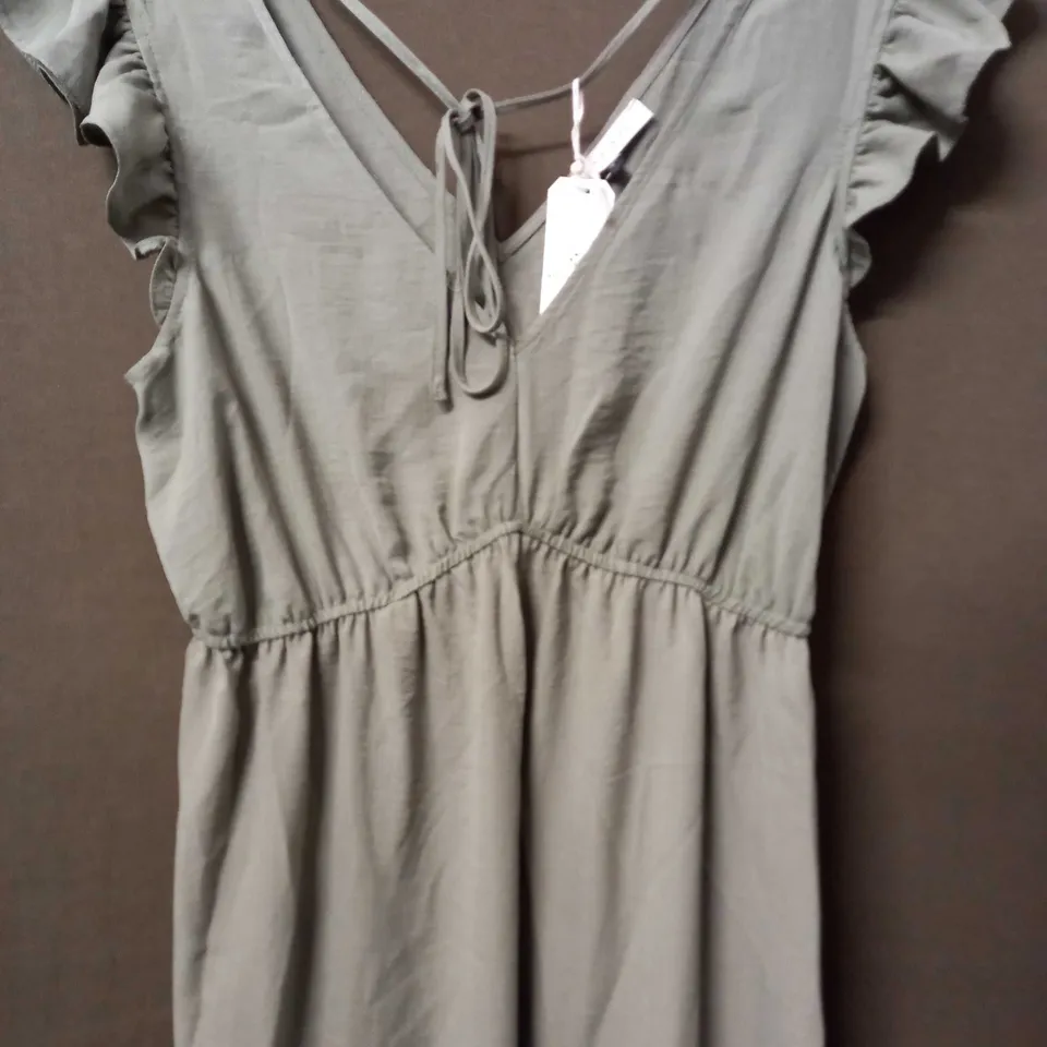 MAISON DE NIMES KHAKI V-NECK DRESS - L