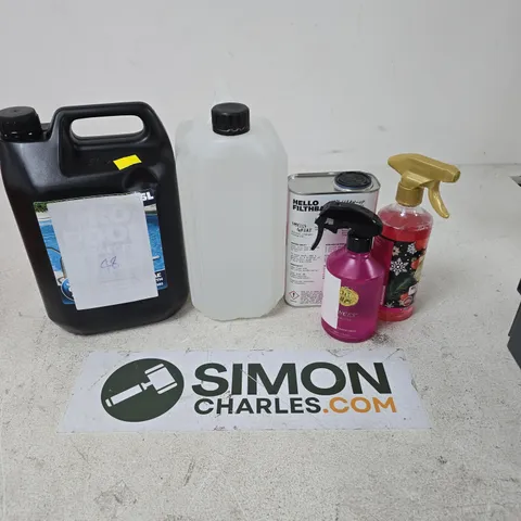 APPROXIMATELY 9 ASSORTED LARGE LIQUIDS TO INCLUDE ROOM SPRAY, PRO POOL ALGAESIDE, EAT DIRT LAUNDRY LIQUID, ETC - COLLECTION ONLY
