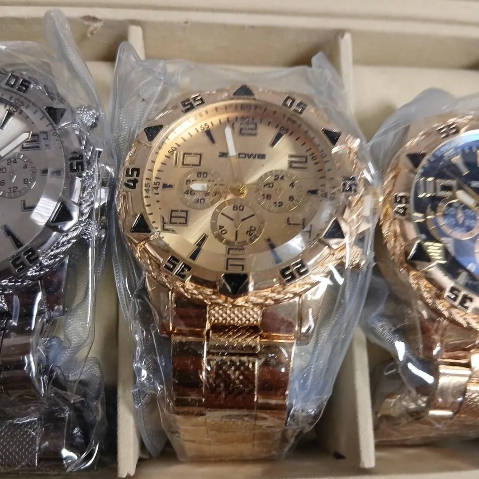 ZHOWE CHRONOGRAPH-STYLE WATCHES SET OF 6 – METAL BRACELET, ASSORTED COLOURS