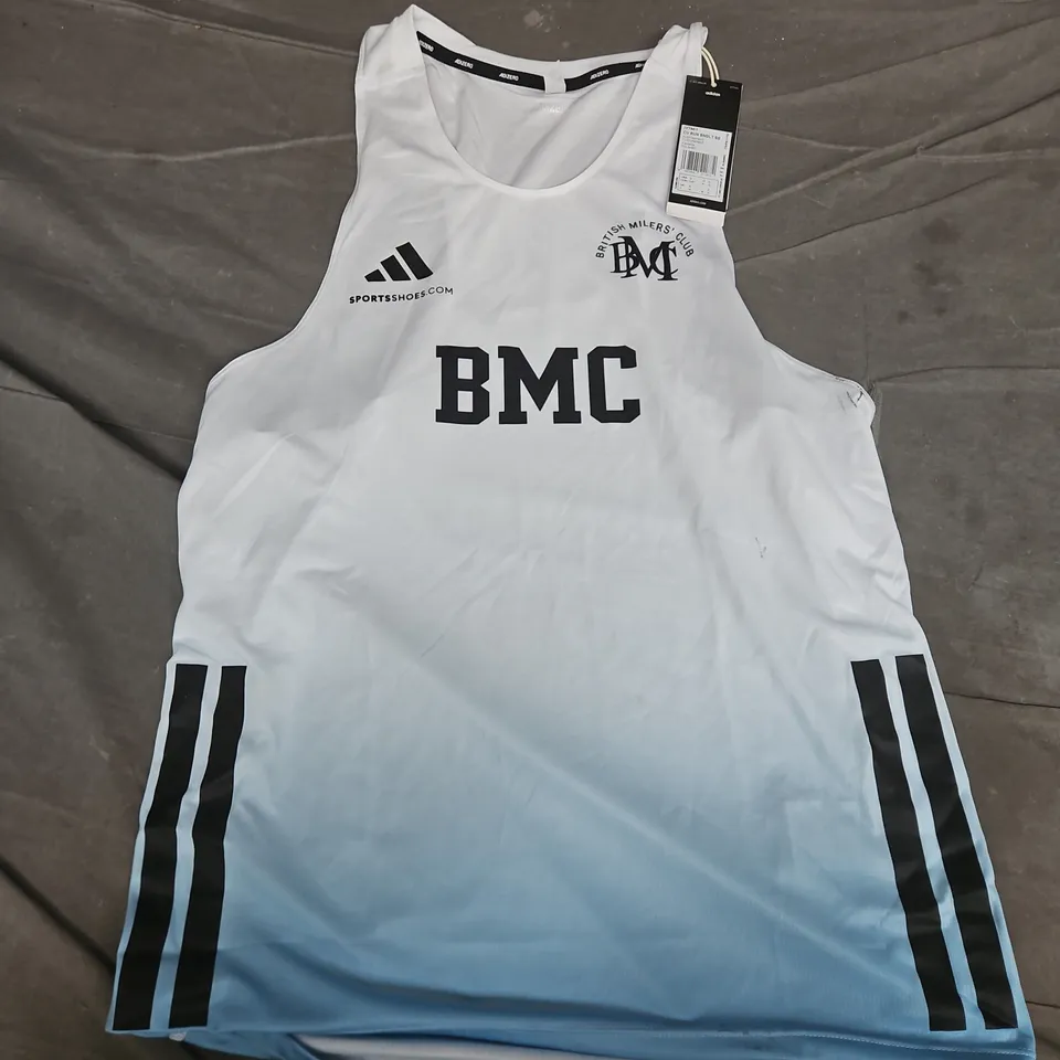 ADIDAS BRITISH MILERS CLUB RUNNING TOP IN WHITE/BLUE- UK SMALL