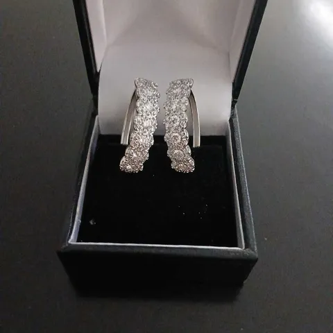 FIRE LIGHT 2CT LAB GROWN DIAMOND HALO HOOP EARRINGS 9CT GOLD