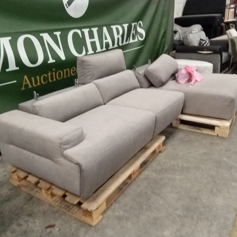 QUALITY DESIGNER FABRIC UPHOLSTERED ELECTRIC RECLINER CHAISE SOFA