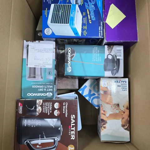 LARGE BOX OF APPROX 10 ASSORTED ELECTRICAL ITEMS TO INCLUDE KETTLE , COOLING SYSTEM AND LANDLINE PHONES