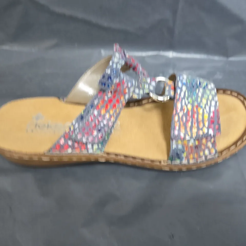 BOXED PAIR OF REIKER OPEN TOE SANDALS - UK SIZE 6