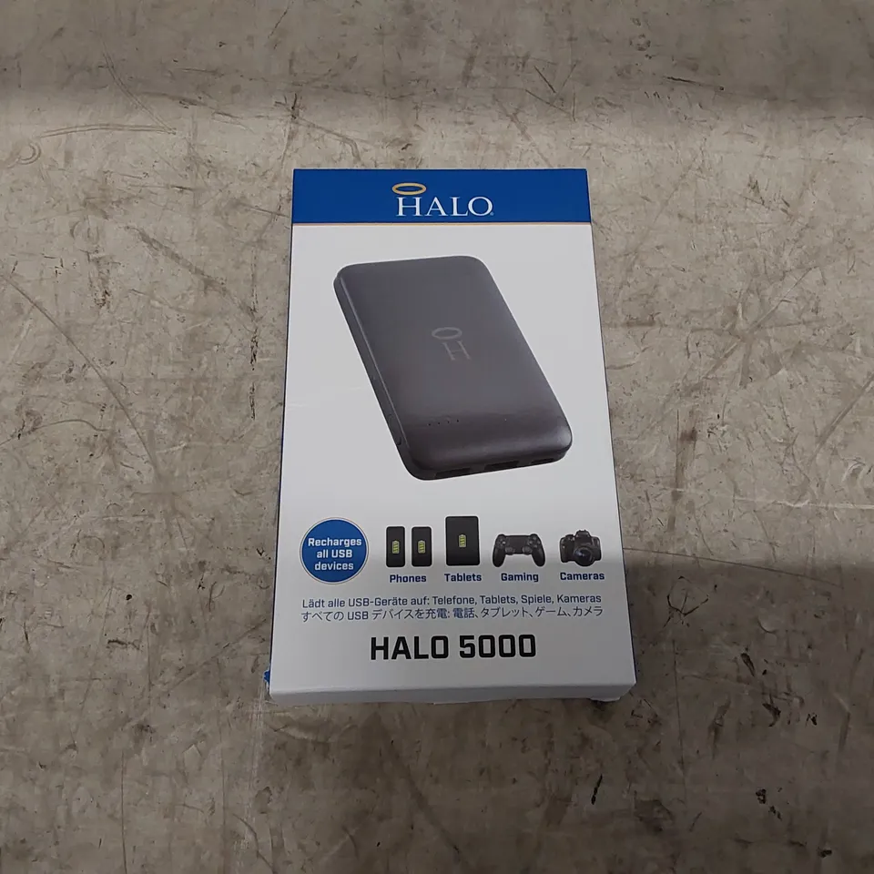 BOXED HALO 5000MAH PORTABLE CHARGER - BLACK (1 BOX)