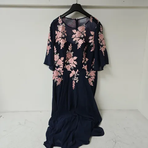 KALEIDOSCOPE NAVY APPLIQUE MIDI DRESS IN NAVY - SIZE 18