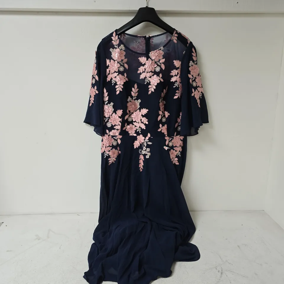 KALEIDOSCOPE NAVY APPLIQUE MIDI DRESS IN NAVY - SIZE 18