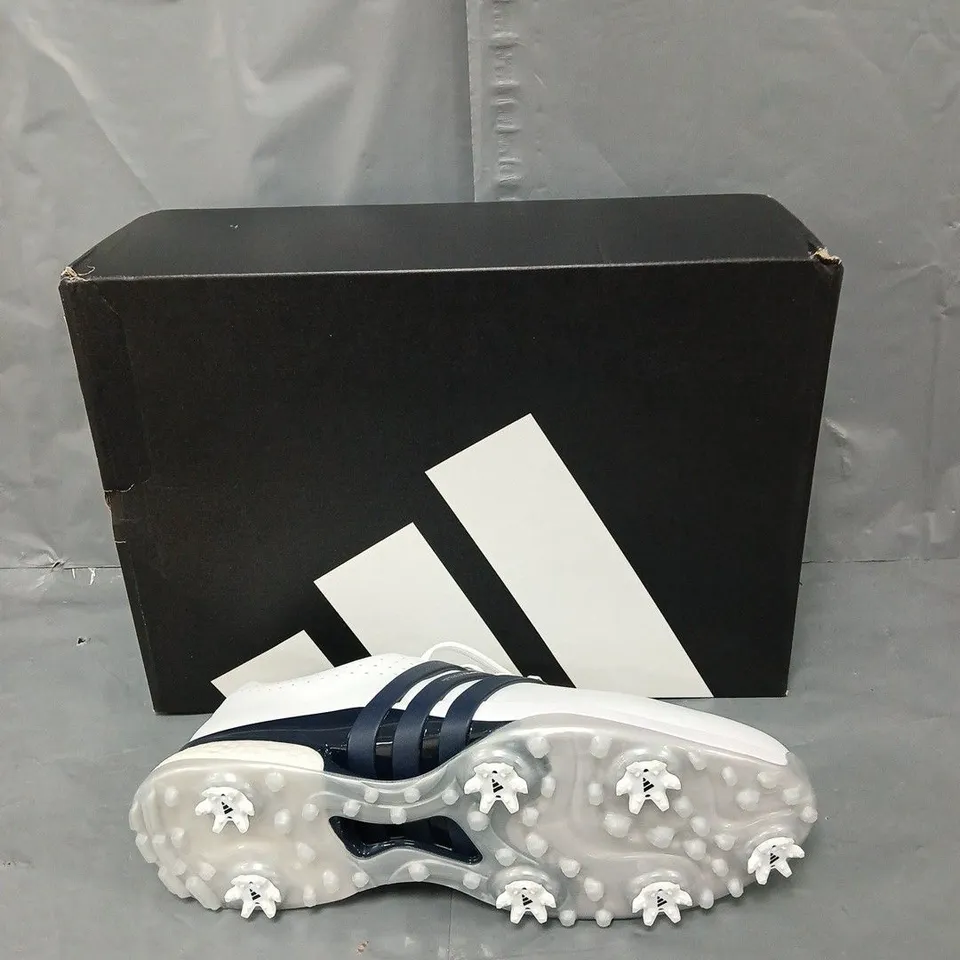 BOXED PAIR OF ADIDAS TOUR360 24 WHITE UK 12 WITH CAP 