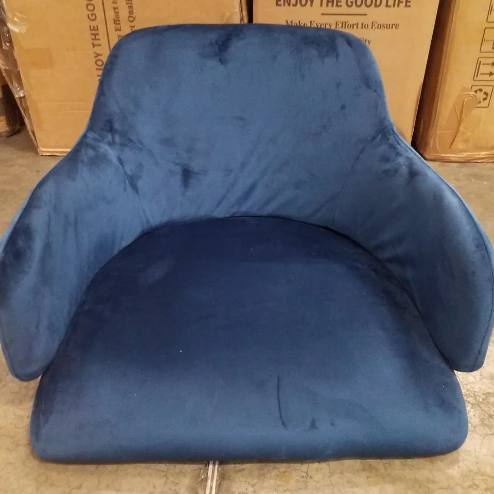 BOXED SET OF 2 BLUE VELVET DINING CHAIRS