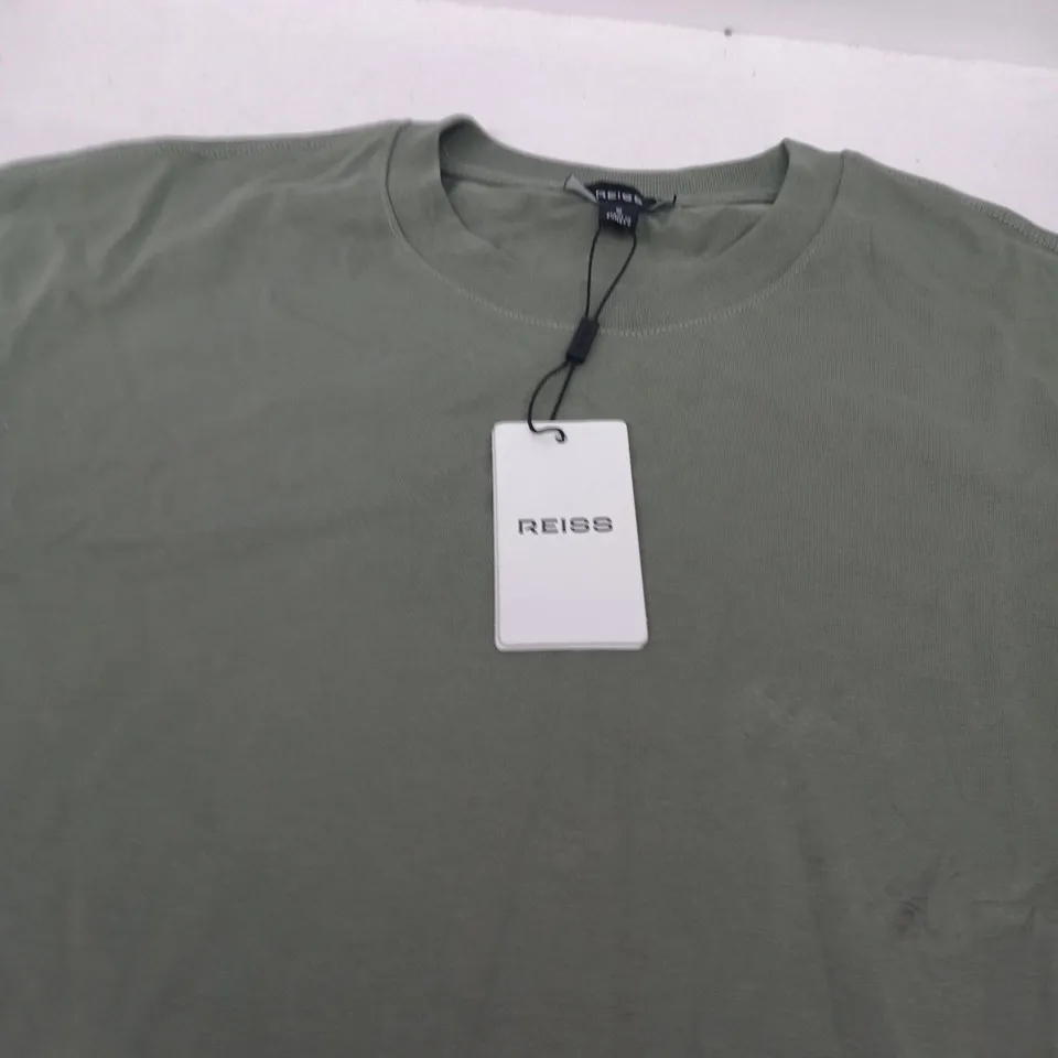 REISS TATE-SS OVERSIZED CREW NECK T-SHIRT – SAGE GREEN – UK SIZE S