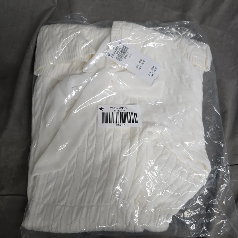 BAGGED HOLLISTER TIE BACK BABYDOLL SWEATER MINI DRESS IN WHITE - XSMALL P