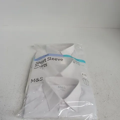 M&S BOYS SHORT SLEEVE WHITE SHIRTS PACK OF 4 AGE 11 - 12 YEARS