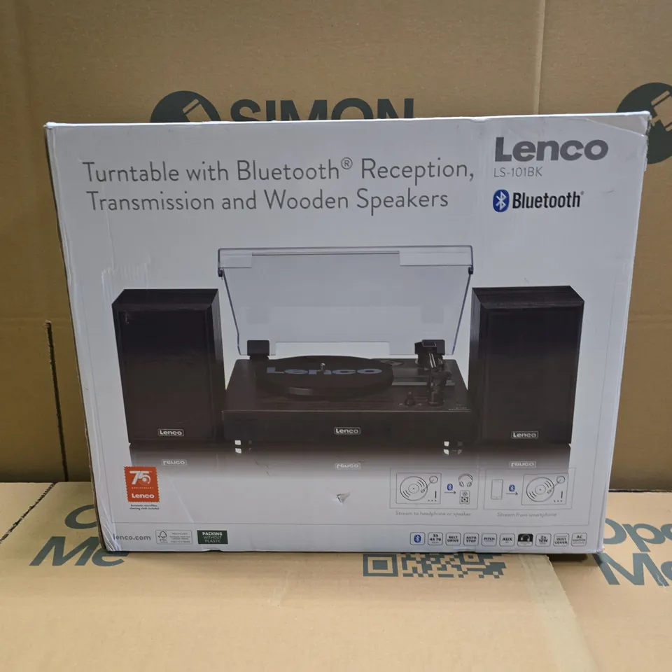 BOXED LENCO BLUETOOTH TURNTABLE WITH SPEAKERS LS-101BK