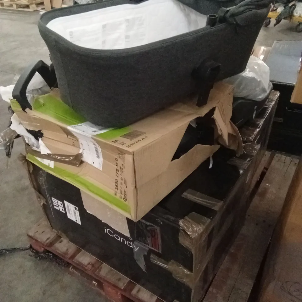 PALLET OF ASSORTED DESIGNER PRAM/STROLLER PARTS, PIECES AND ACCESSORIES 