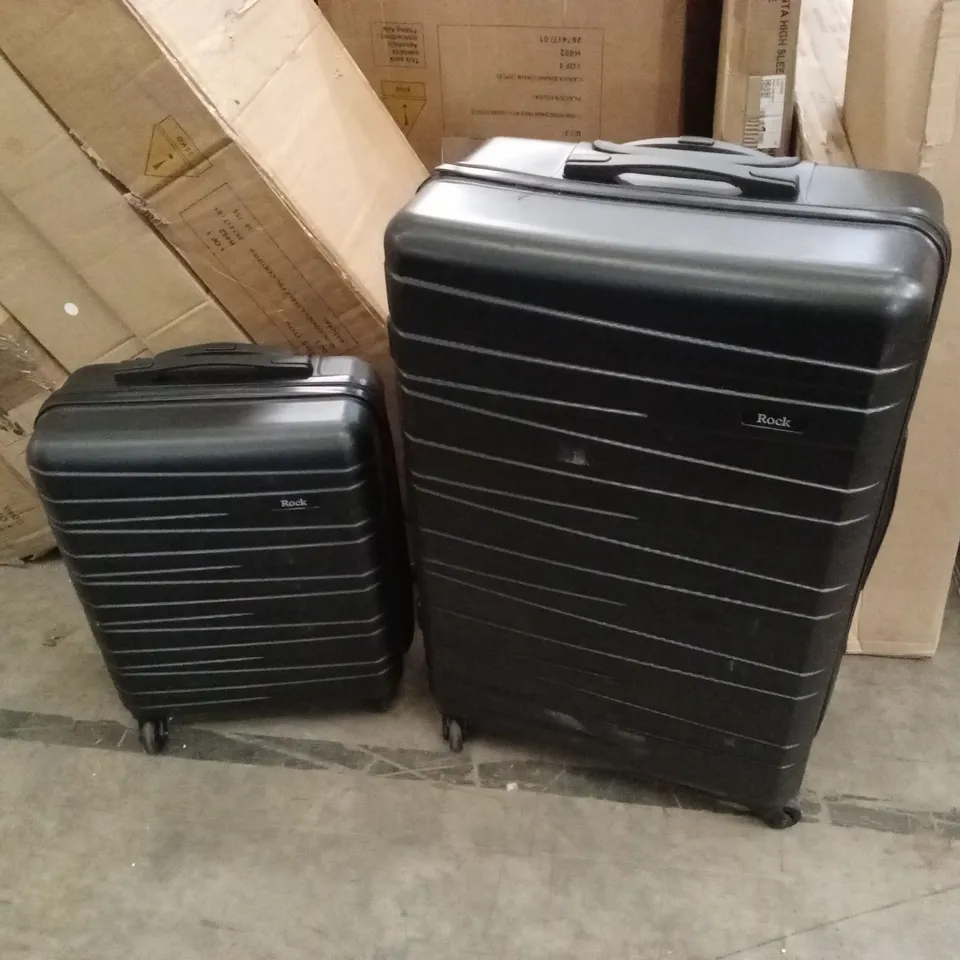 SET OF 2 ROCK LUGGAGE SUITCASES - BLACK