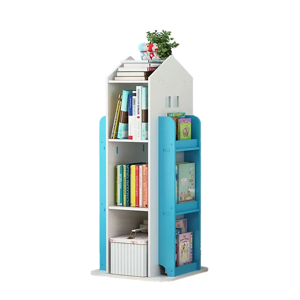 BOXED NEO HOUSE SHAPED 360° ROTATING KIDS' CHILDREN'S FREESTANDING BOOKSHELF 