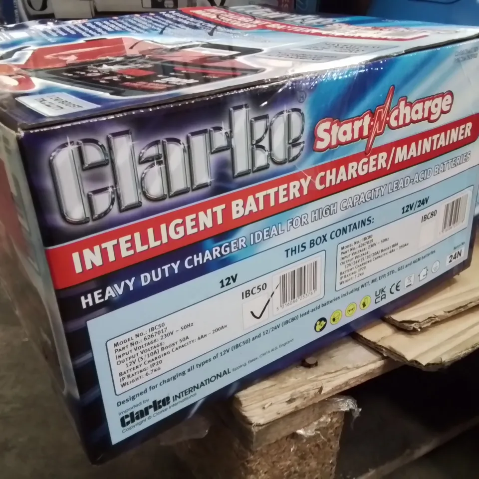 CLARKE STARTCHARGE INTELLIGENT BATTERY CHARGER/MAINTAINER – 12V/24V, MODEL IBC50