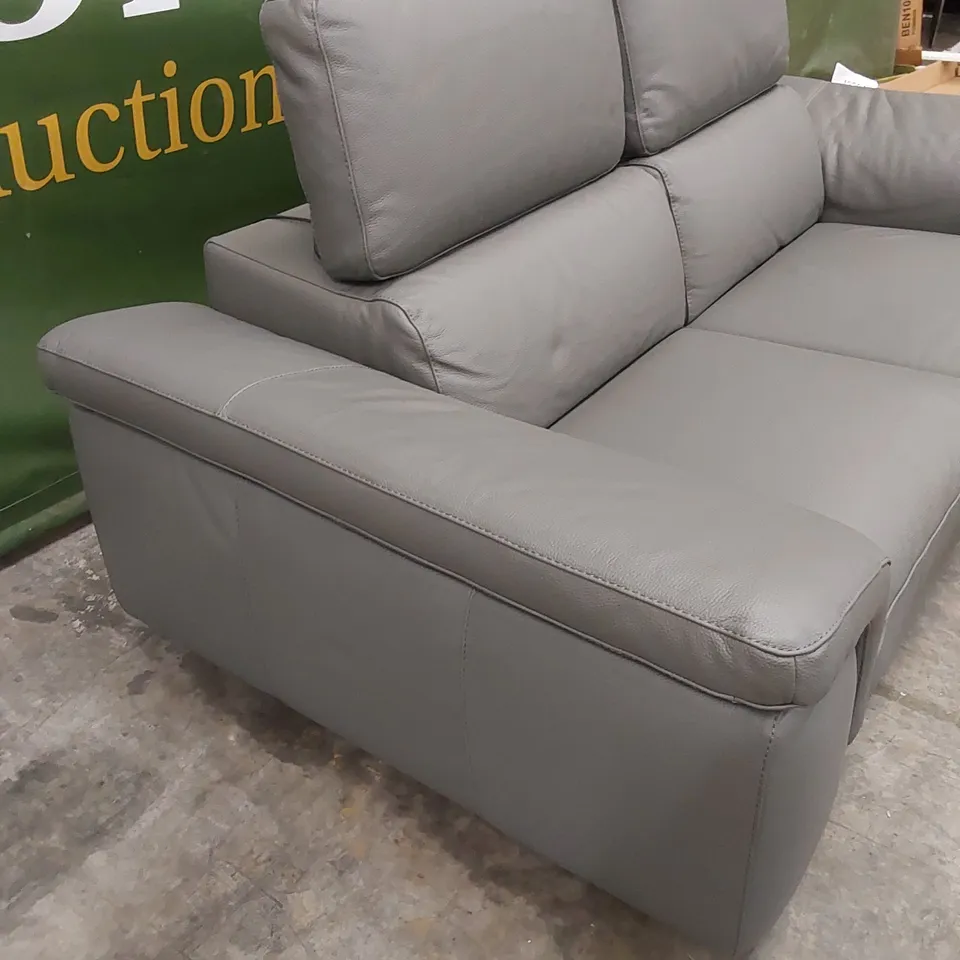 QUALITY DESIGNER ITALIAN MADE FLAVIO 2-SEATER ELECTRIC 2-MECHANISM SOFA IN GREY ANTHRACITE LEATHER