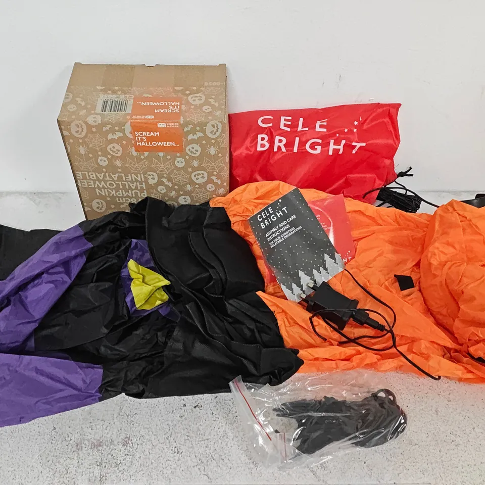 LOT OF 8 BOXED INFLATABLE CELE BRIGHT HALLOWEEN DECORATIONS