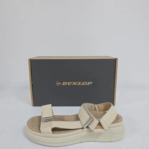 DUNLOP WOMEN’S BEIGE PLATFORM SANDALS – OPEN-TOE, STRAP SANDALS (BOXED) SIZE UK 5