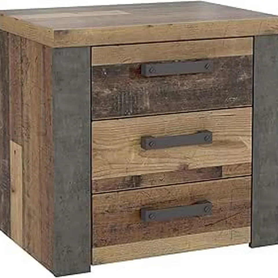 BOXED NELLEKE OLD CHEST OF DRAWERS 156 CM – WOOD VINTAGE/CONCRETE DARK GRAY (1 BOX)