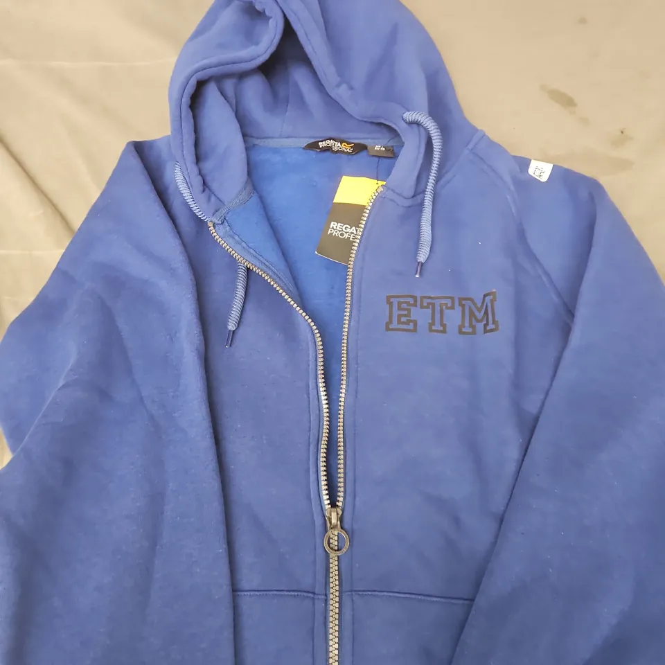 REGATTA PROFESSIONAL BLUE ZIP HOODIE WITH ETM EMBROIDERY SIZE S