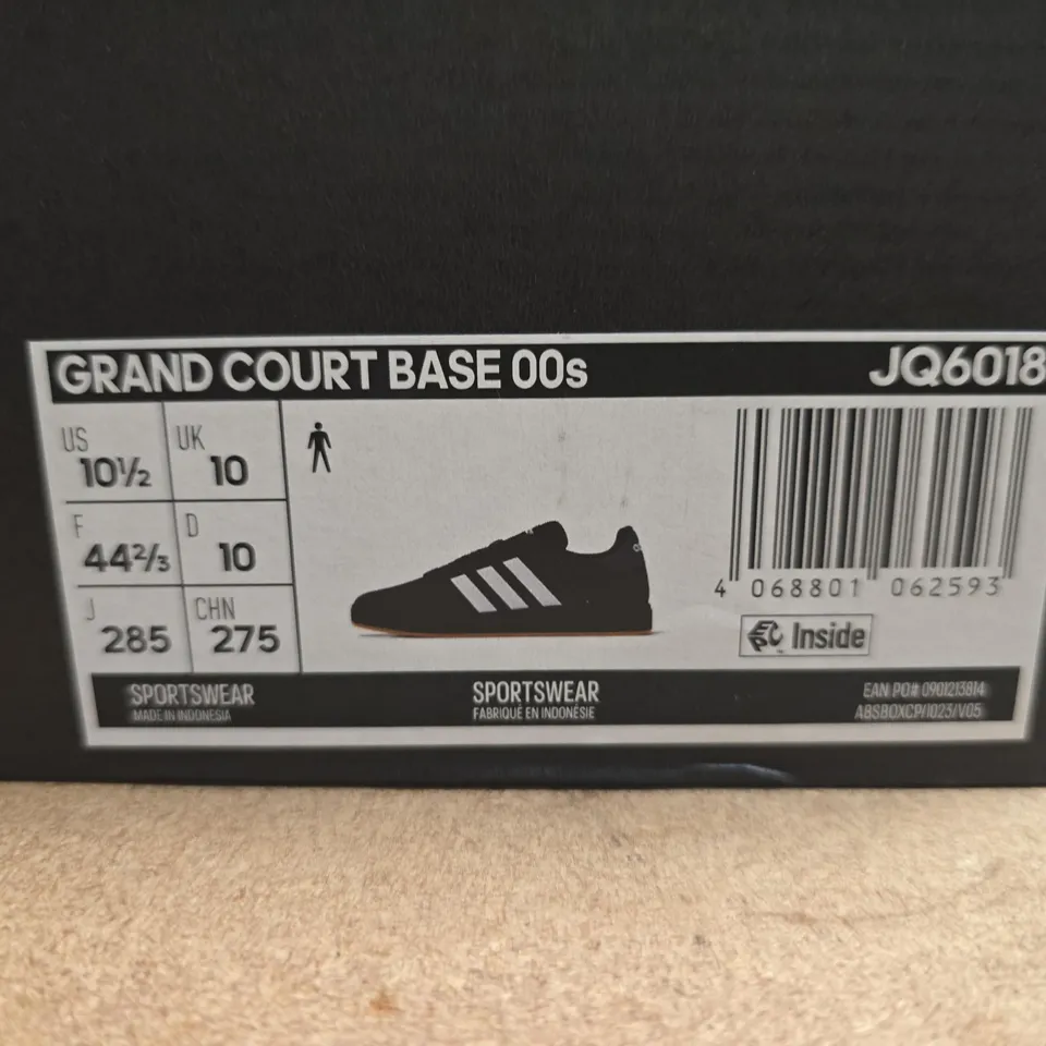 BOXED PAIR OF ADIDAS GRAND COURT BASE 00S SNEAKERS – NAVY, UK 10