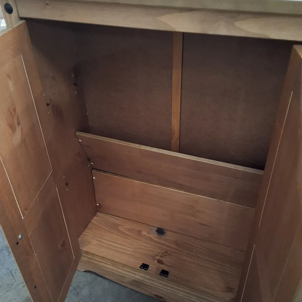DEAVER 2 DOOR HIGH SIDEBOARD, CUPBOARD UNIT, SOLID PINE, ANTIQUE WAX, CORONA DESIGN
