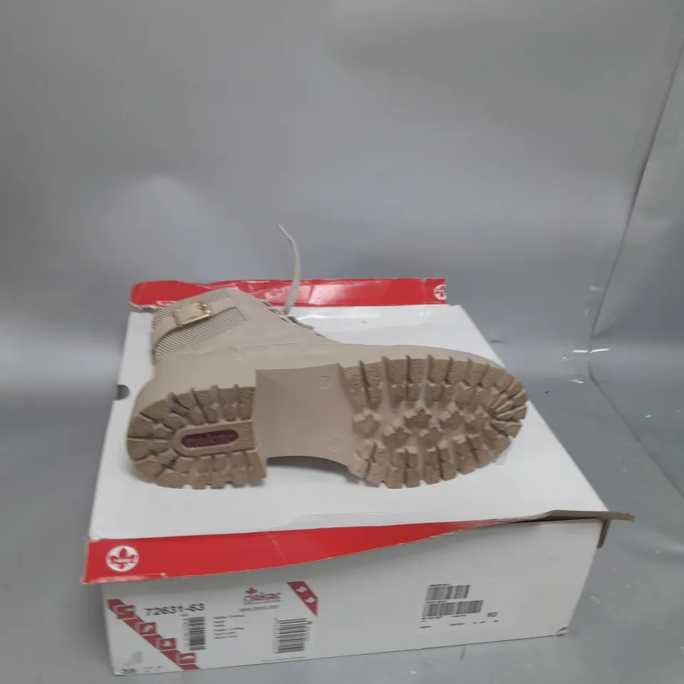 BOXED RIEKER LACE BOOTS, CREAM - SIZE 6 