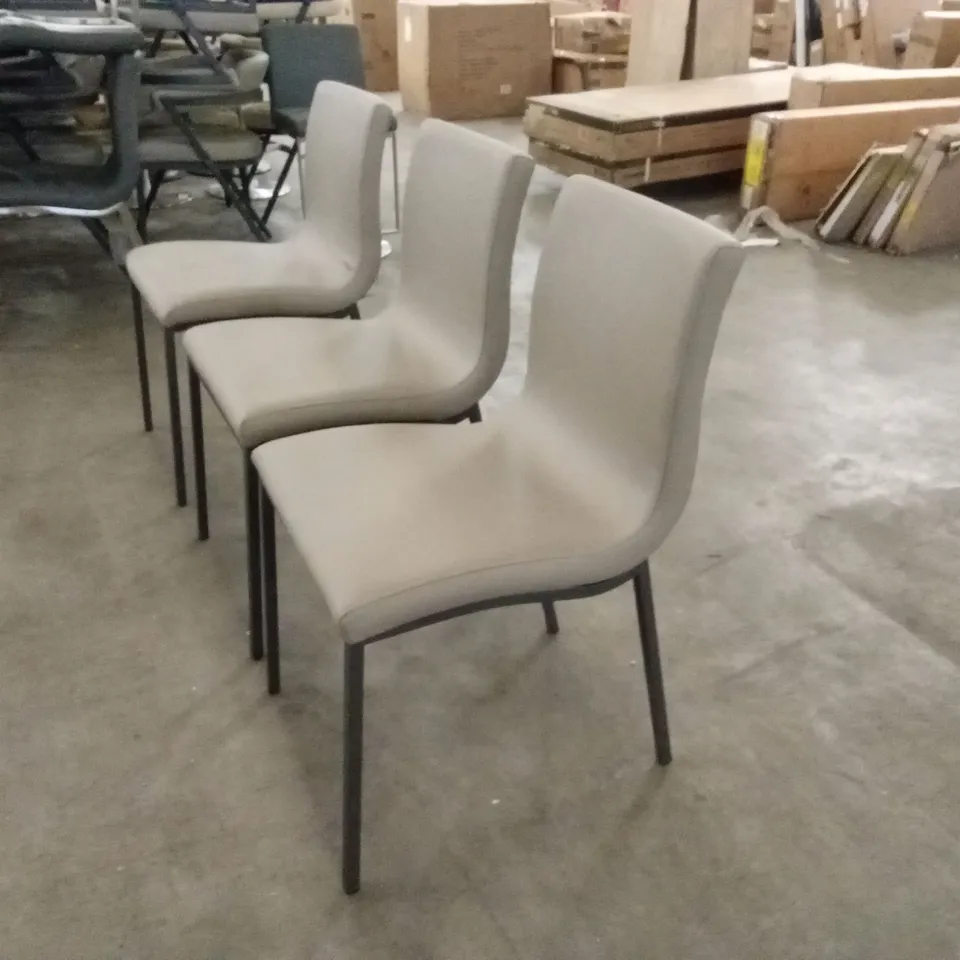 SET OF 3 AUDREY TAUPE FAUX LEATHER DINING CHAIRS