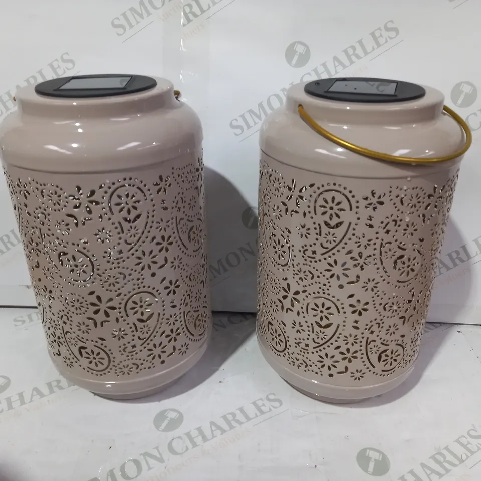 GARDEN REFLECTIONS SET OF 2 PATTERNED SOLAR LANTERNS