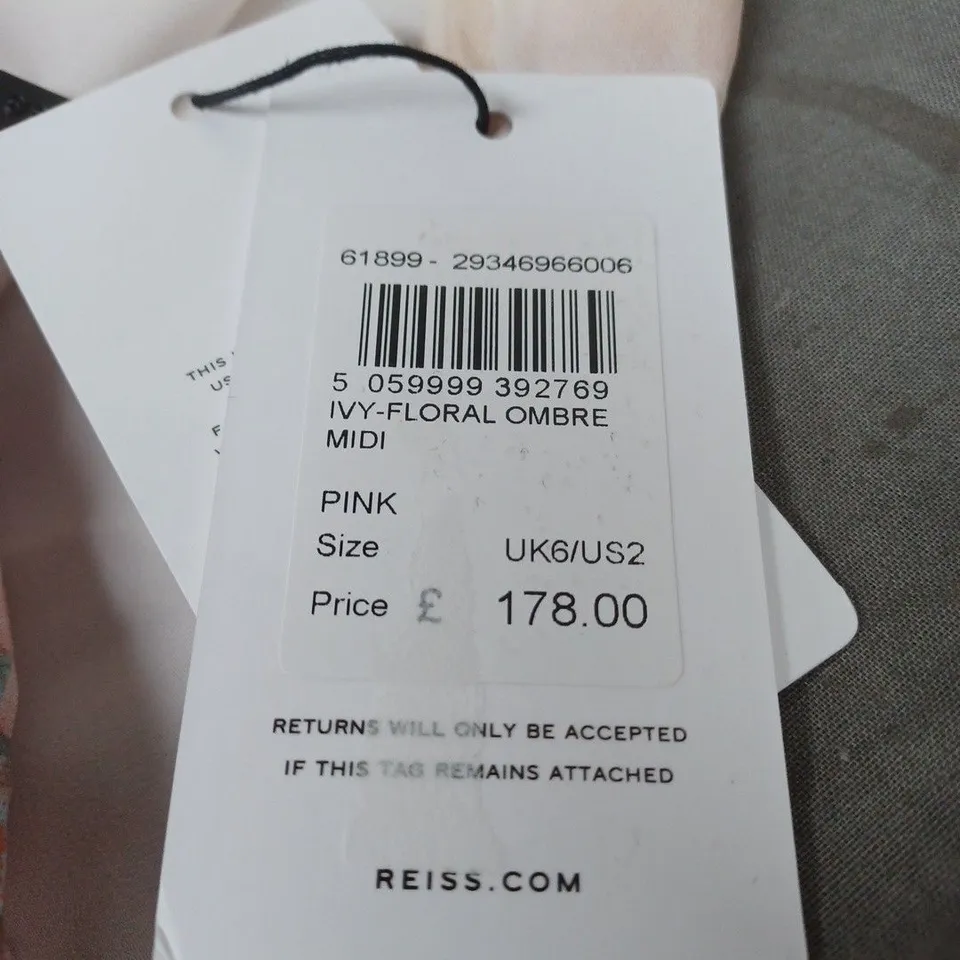 REISS IVY FLORAL OMBRE MIDI DRESS SIZE 6