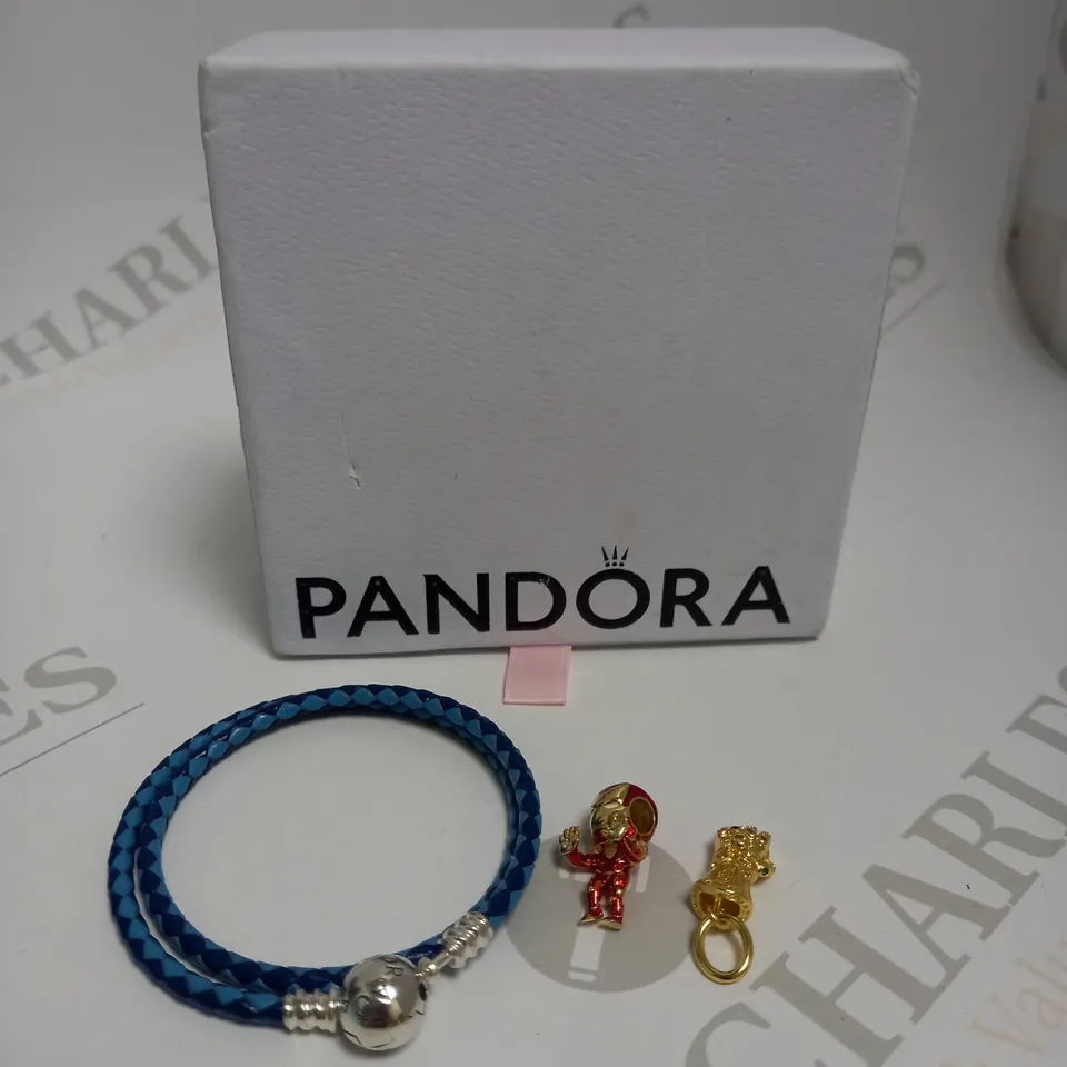 PANDORA BLUE CHARM BRACELET WITH AVENGERS CHARMS 