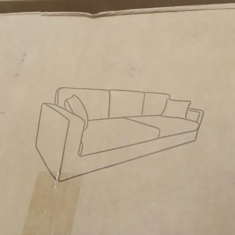 BOXED DESIGNER 3 SEATER GREEN UPHOLSTERED SOFA (1 BOX)