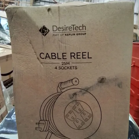 BOXED DESIRETECH 25m 4 SOCKET CABLE REEL 