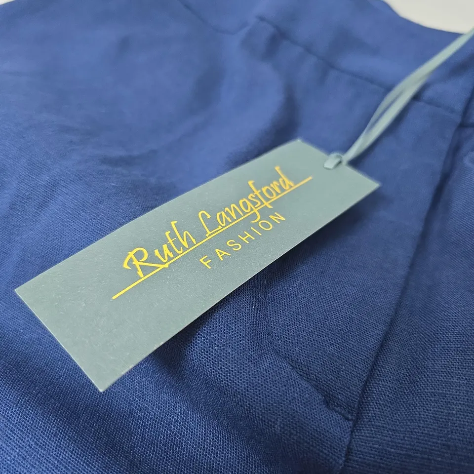 RUTH LANGSFORD TAGGED CROPPED TROUSERS BLUE UK 14