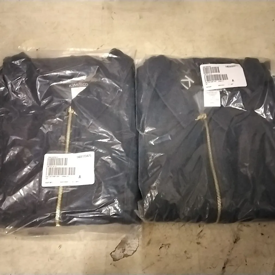 BOX OF APPROXIMATELY 9 KIM&CO INDIGO ZIP FRONT JACKETS LARGE