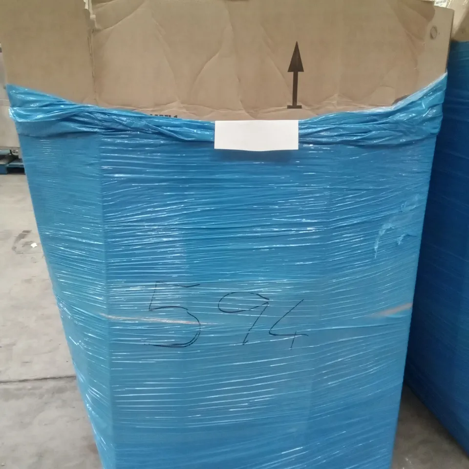 PALLET OF ASSORTED ITEMS INCLUDING BUCKET STORAGE, OLYSPM 5IN1 BALANCE BIKE, MISERWE SHOE STRETCHER, UMBRELLA, POP UP TENT, FOOT SPA MASSAGER 
