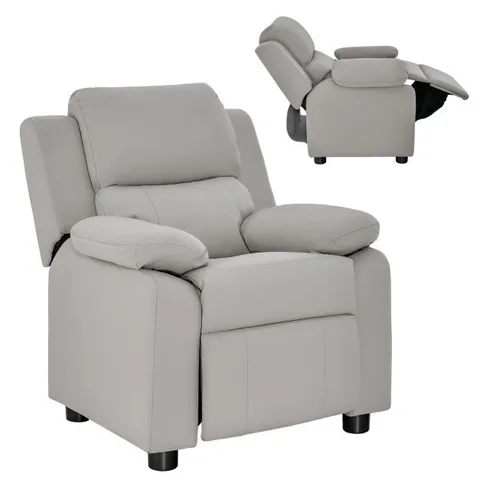 BOXED COSTWAY KIDS RECLINER CHAIR WITH ADJUSTABLE BACKREST AND FOOTREST - GREY