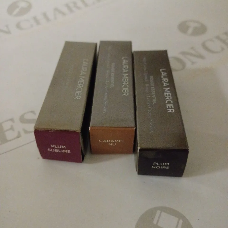 LOT OF 3 ASSORTED LAURA MERCIER ROUGE ESSENTIEL SILKY CREME LIPSTICKS