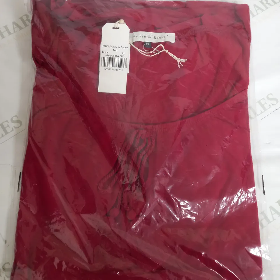 MAISON DE NIMES FRILL HEM GYPSY TOP IN RED - XL