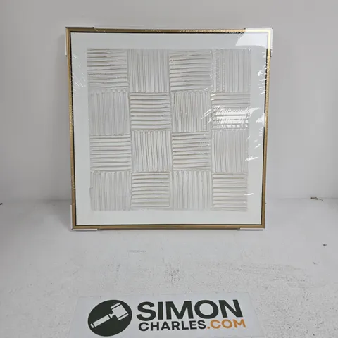 HOME WHITE CARVED SQUARES WALL ART 60X60CM