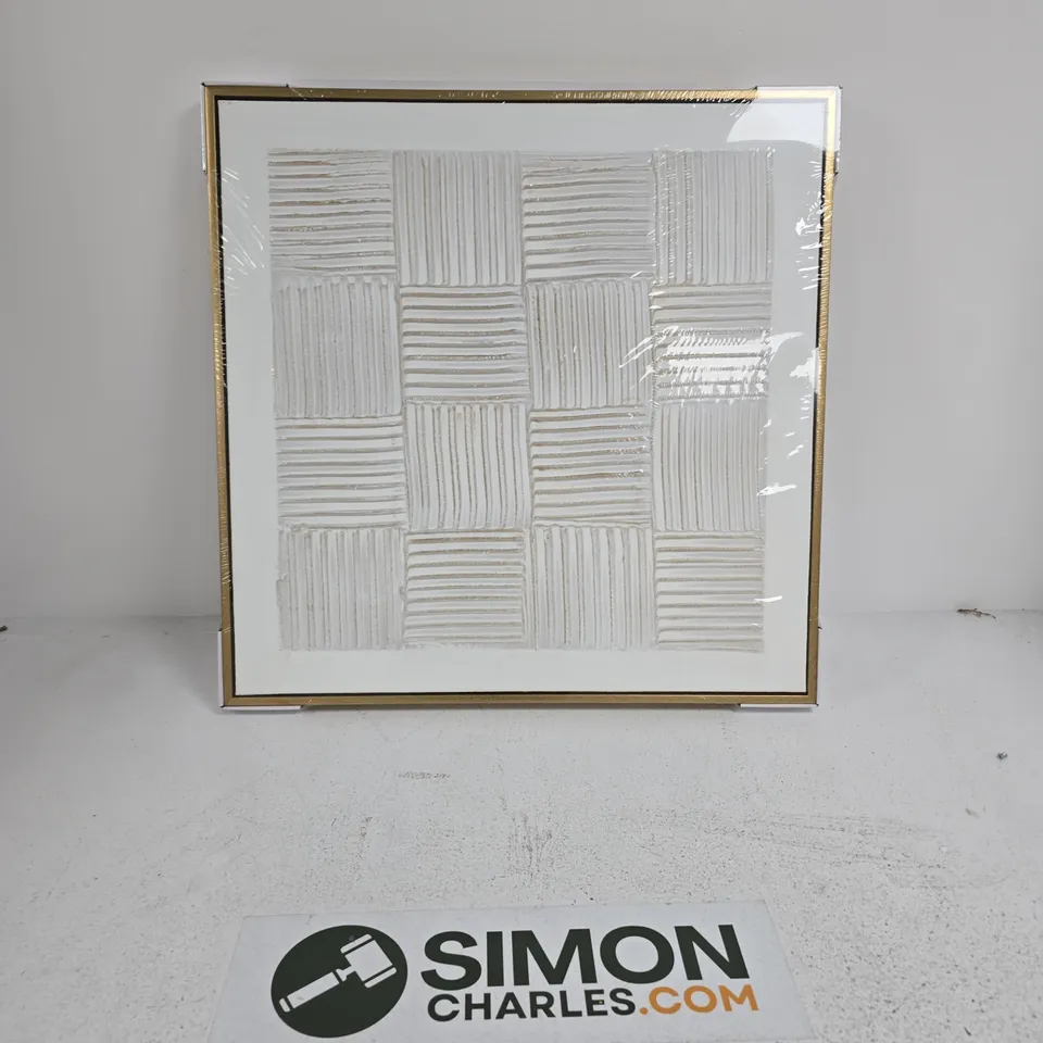 HOME WHITE CARVED SQUARES WALL ART 60X60CM