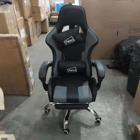 NEO GAMING CHAIR IN BLACK/GREY FAUX LEATHER 