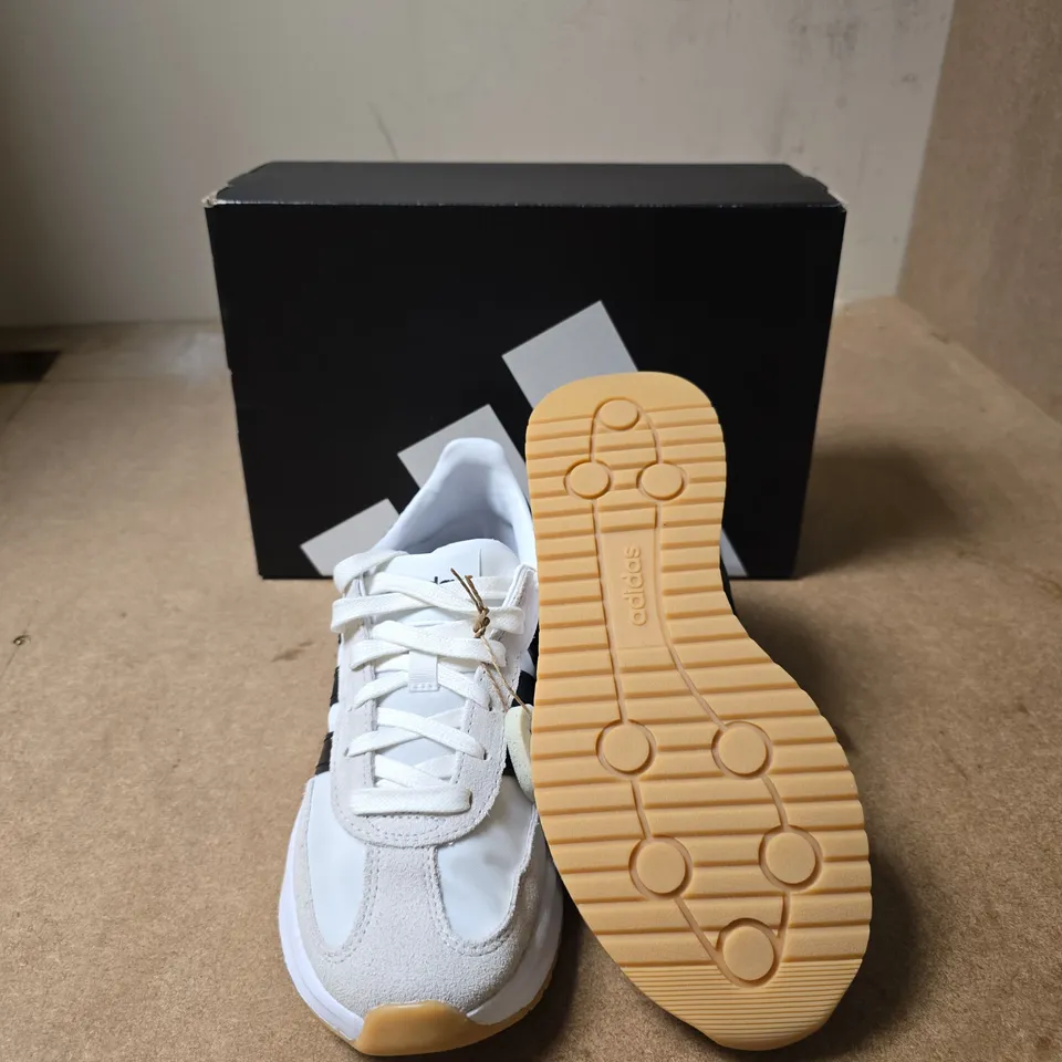 ADIDAS RUN 70'S SNEAKERS – WHITE WITH BLACK THREE-STRIPE DESIGN (BOX INCLUDED) - UK SIZE 4.5