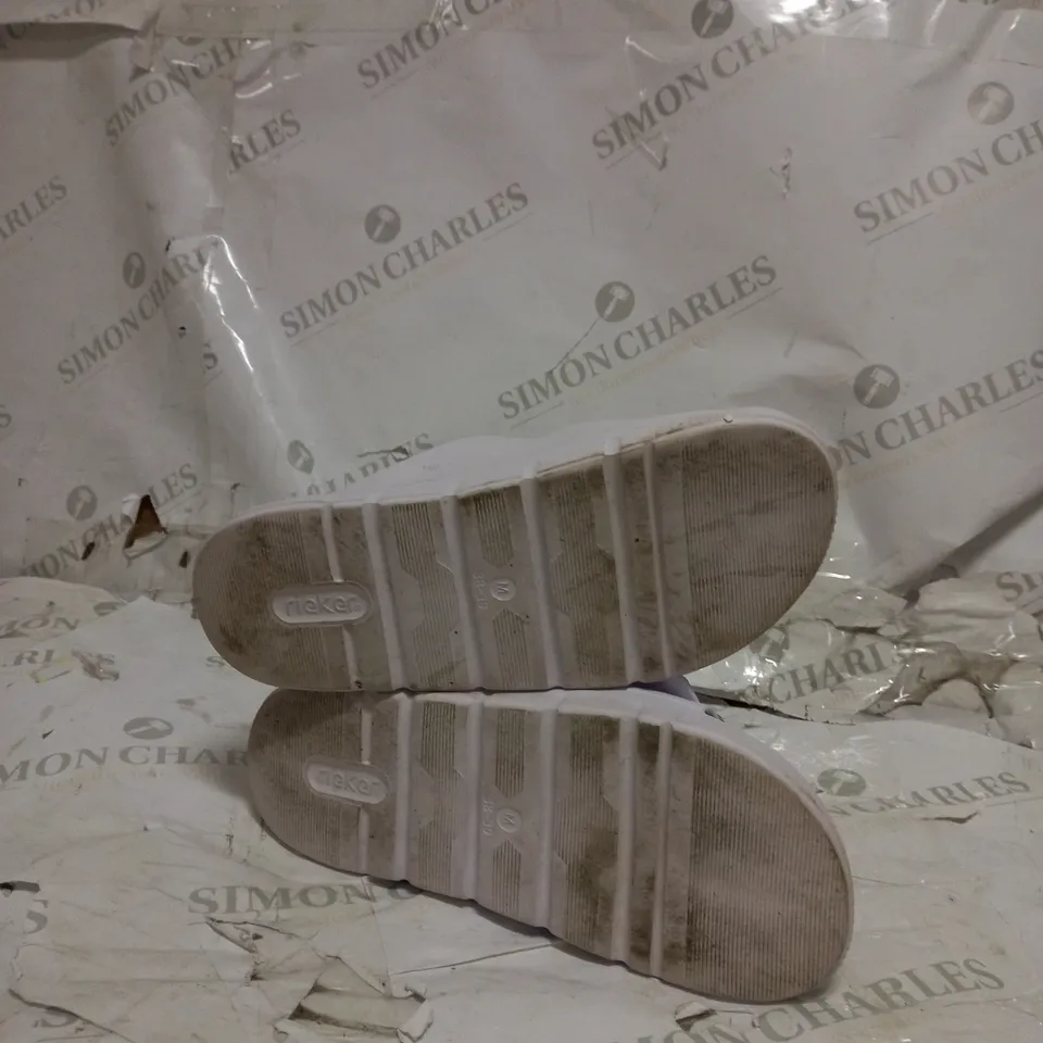 PAIR OF RIEKER DOUBLE STRAP SANDALS IN WHITE SIZE 5
